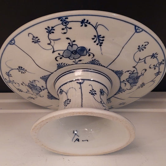 Rare 1850-1897 RAUENSTEIN Strawflower STROHBLUME Fluted Tazza Compote Pedestal Dish - The URBANARY Home and Garden