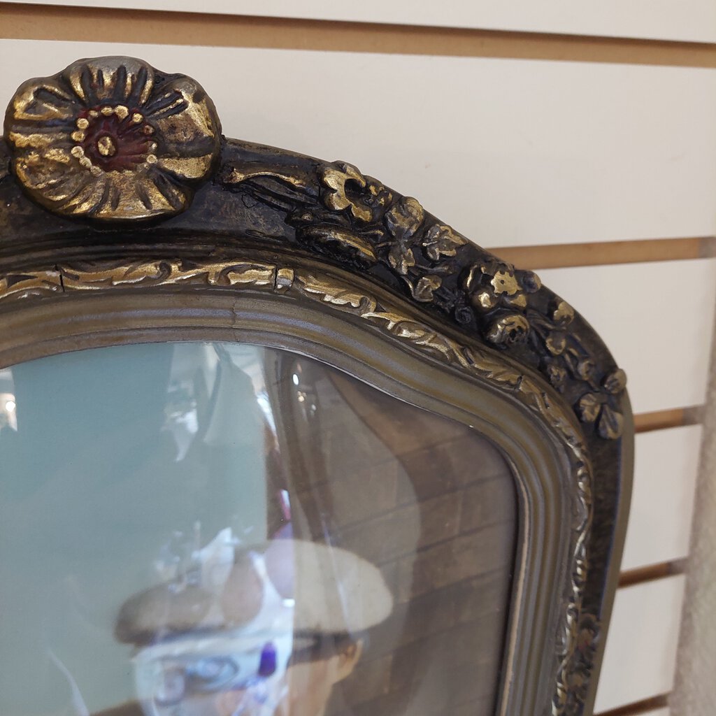 Vintage 1920s CATHEDRAL CONVEX FRAME Bubble Glass Portrait Ornate - The URBANARY Home and Garden