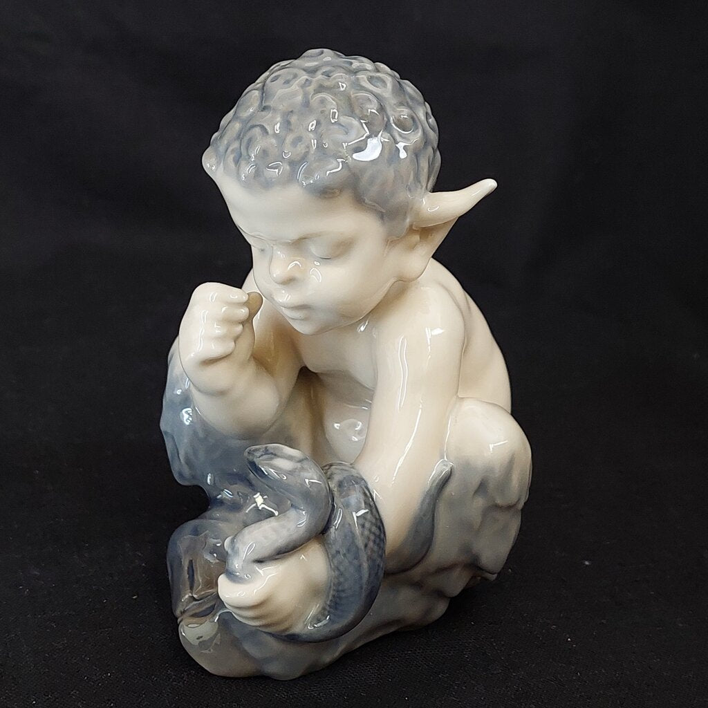 Royal Copenhagen FAUN (Satyr, Pan) AND SNAKE Figurine by Christian Thomsen