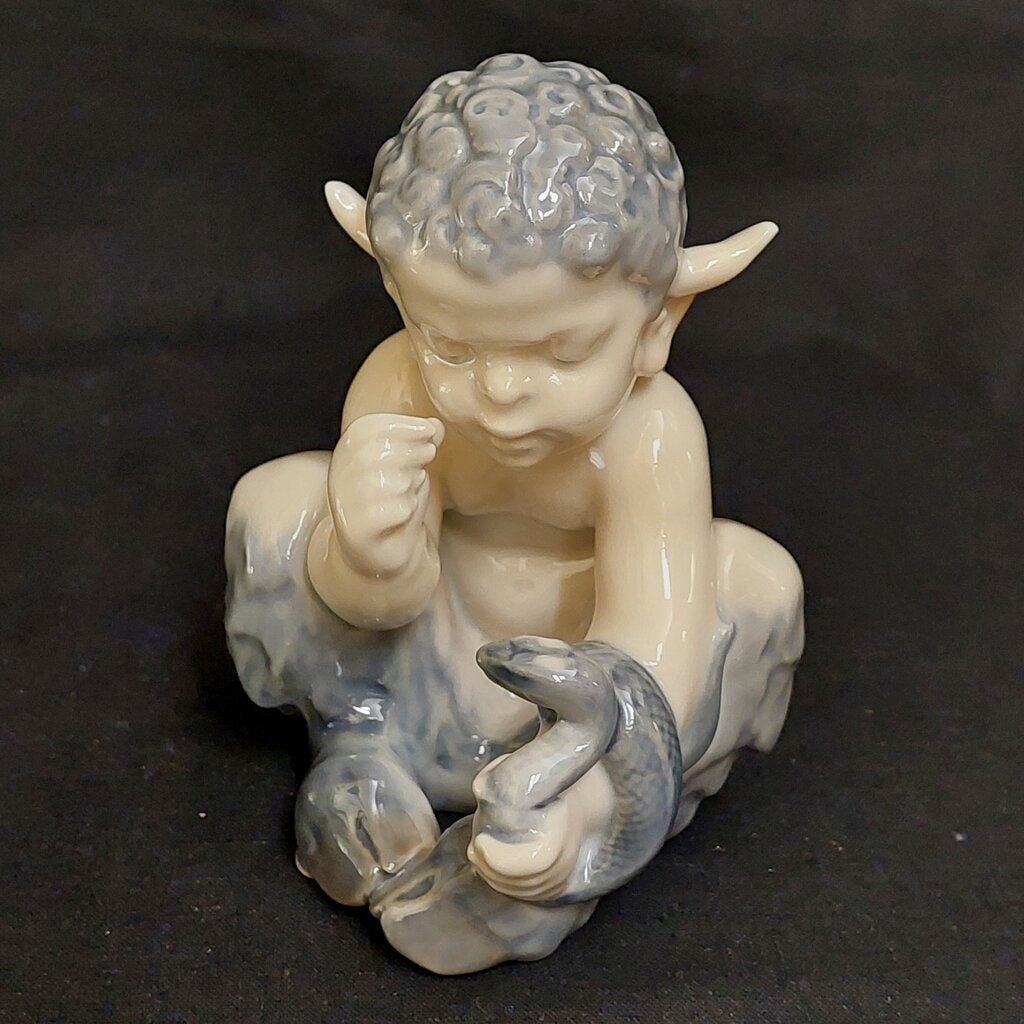 Royal Copenhagen FAUN (Satyr, Pan) AND SNAKE Figurine by Christian Thomsen