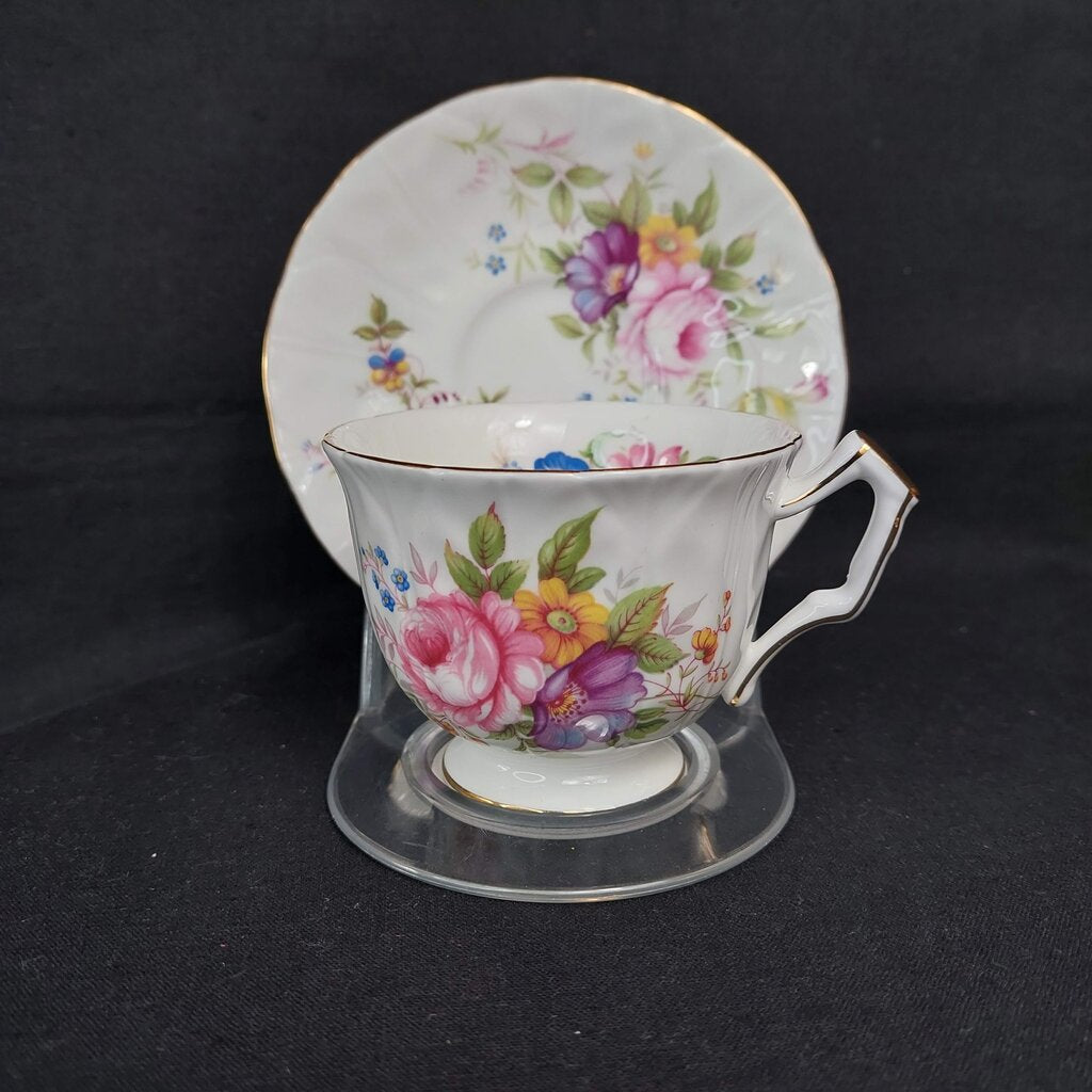 Vintage AYNSLEY "Crocus Shaped" and Embossed Tea Cup and Saucer