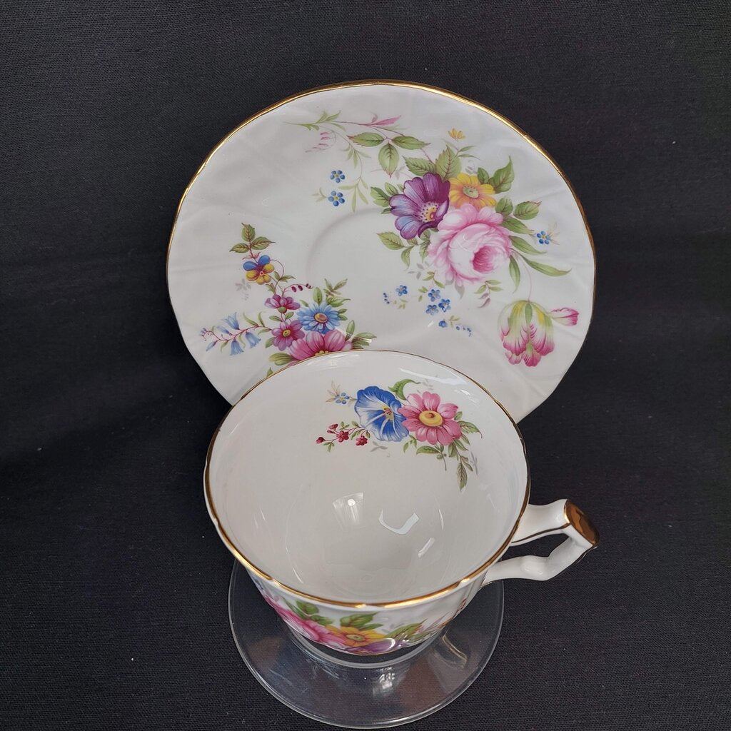 Vintage AYNSLEY "Crocus Shaped" and Embossed Tea Cup and Saucer