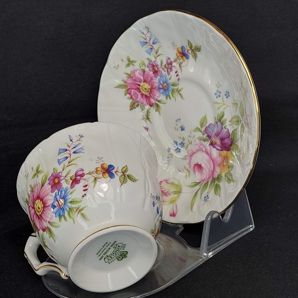 Vintage AYNSLEY "Crocus Shaped" and Embossed Tea Cup and Saucer