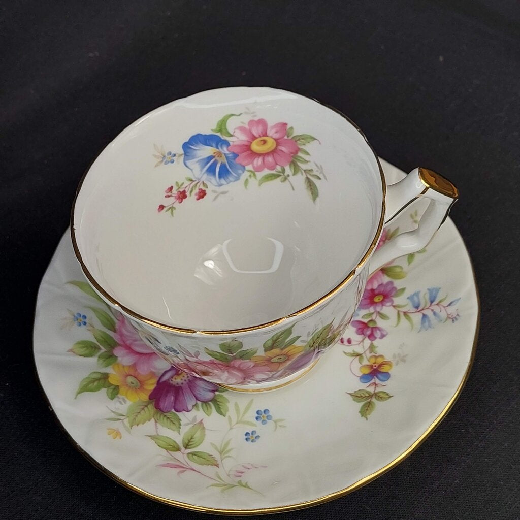 Vintage AYNSLEY "Crocus Shaped" and Embossed Tea Cup and Saucer