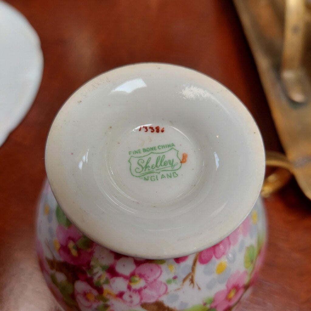 VTG Shelley Cherry Blossom "Maytime" #13386 Footed Teacup and Saucer - The URBANARY Home and Garden