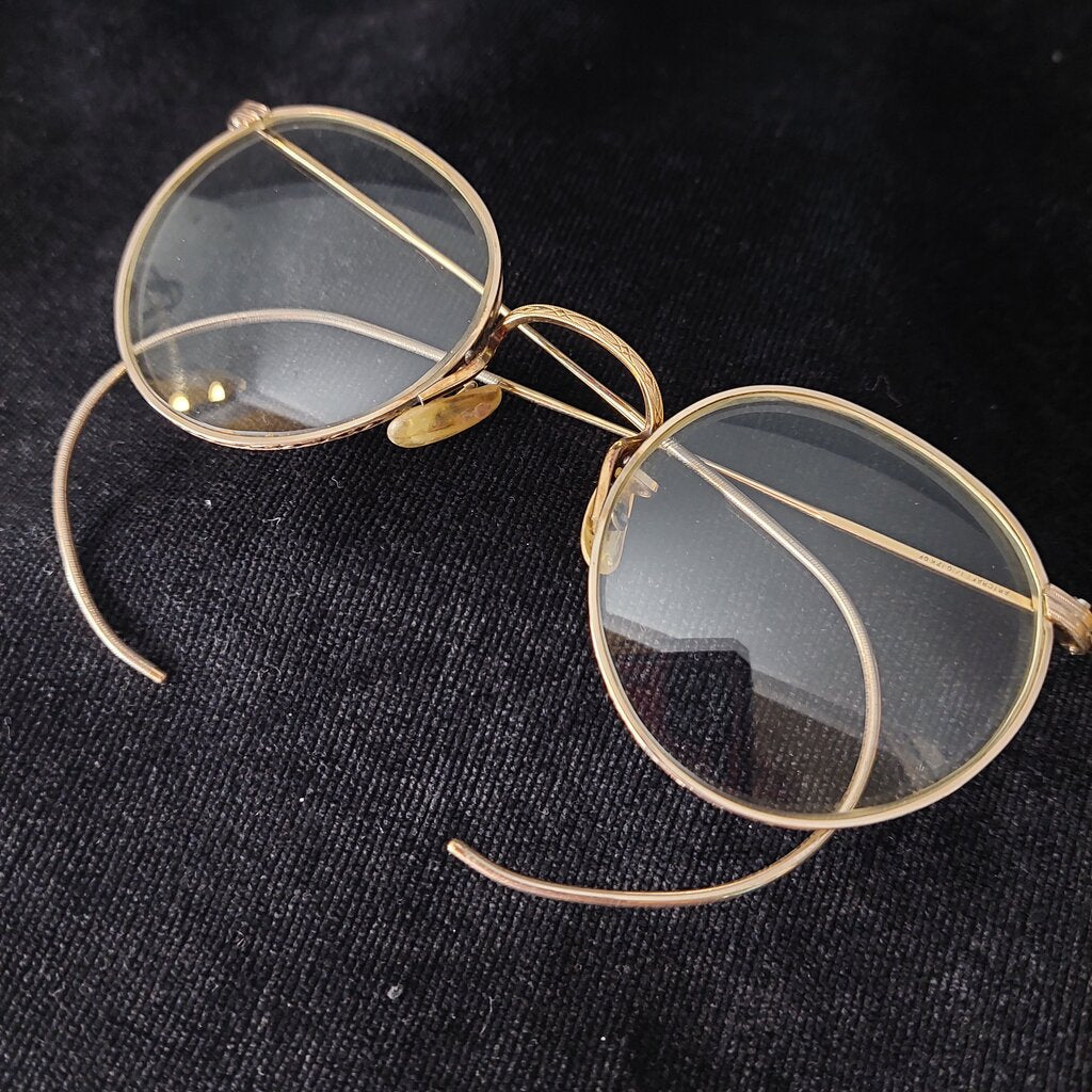 1930s Art-craft Eyeglasses 12k Gold Filled Wire Rim Cable Temple - The URBANARY Home and Garden
