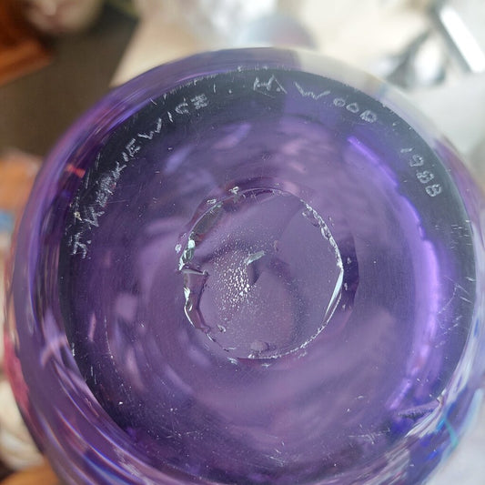 1988 J. Kepkiewicz & H. Wood Dbl Signed Blown Glass & Sandblasted Vase - The URBANARY Home and Garden