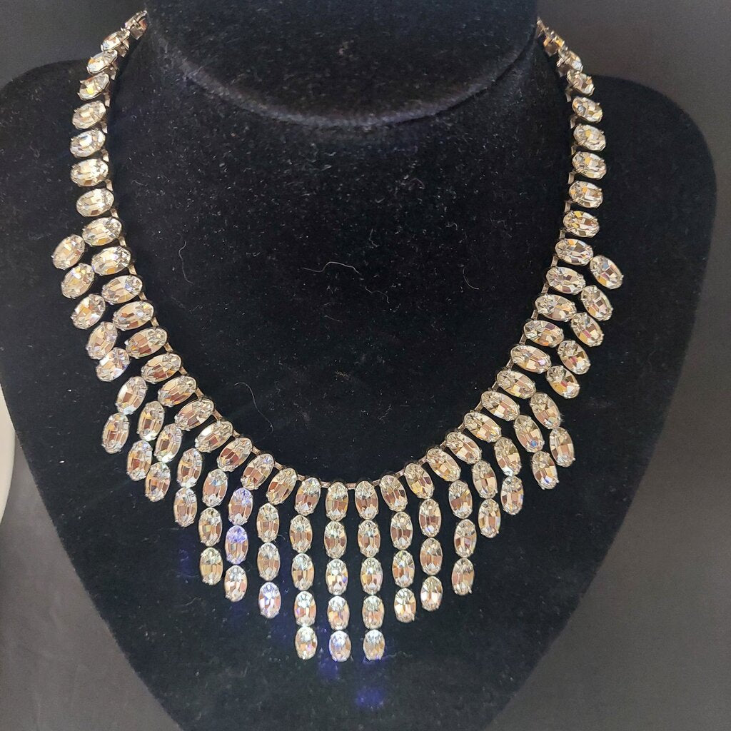 1950 Fenichel NYC Austrian Crystal Bib Necklace 12 to 15 inches long
