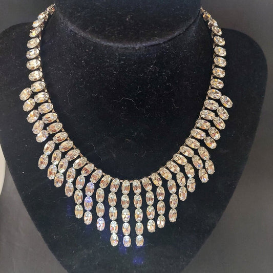 1950 Fenichel NYC Austrian Crystal Bib Necklace 12 to 15 inches long