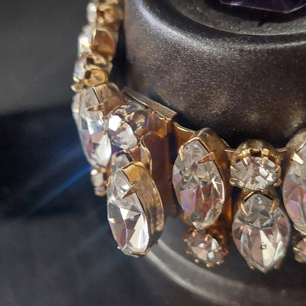 Kramer 1950s Rhinestone Marquise cut slide clasp bracelet.