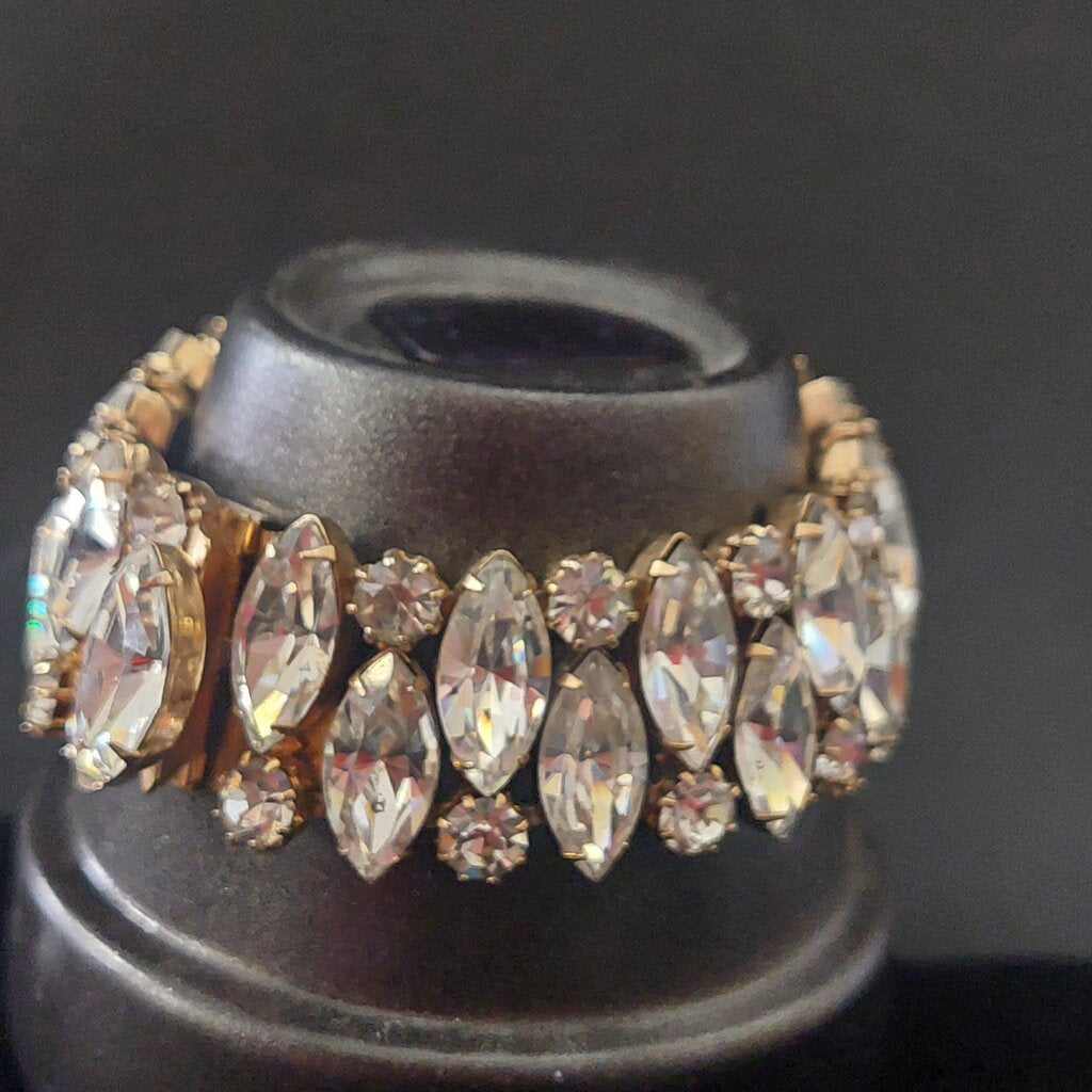 Kramer 1950s Rhinestone Marquise cut slide clasp bracelet.