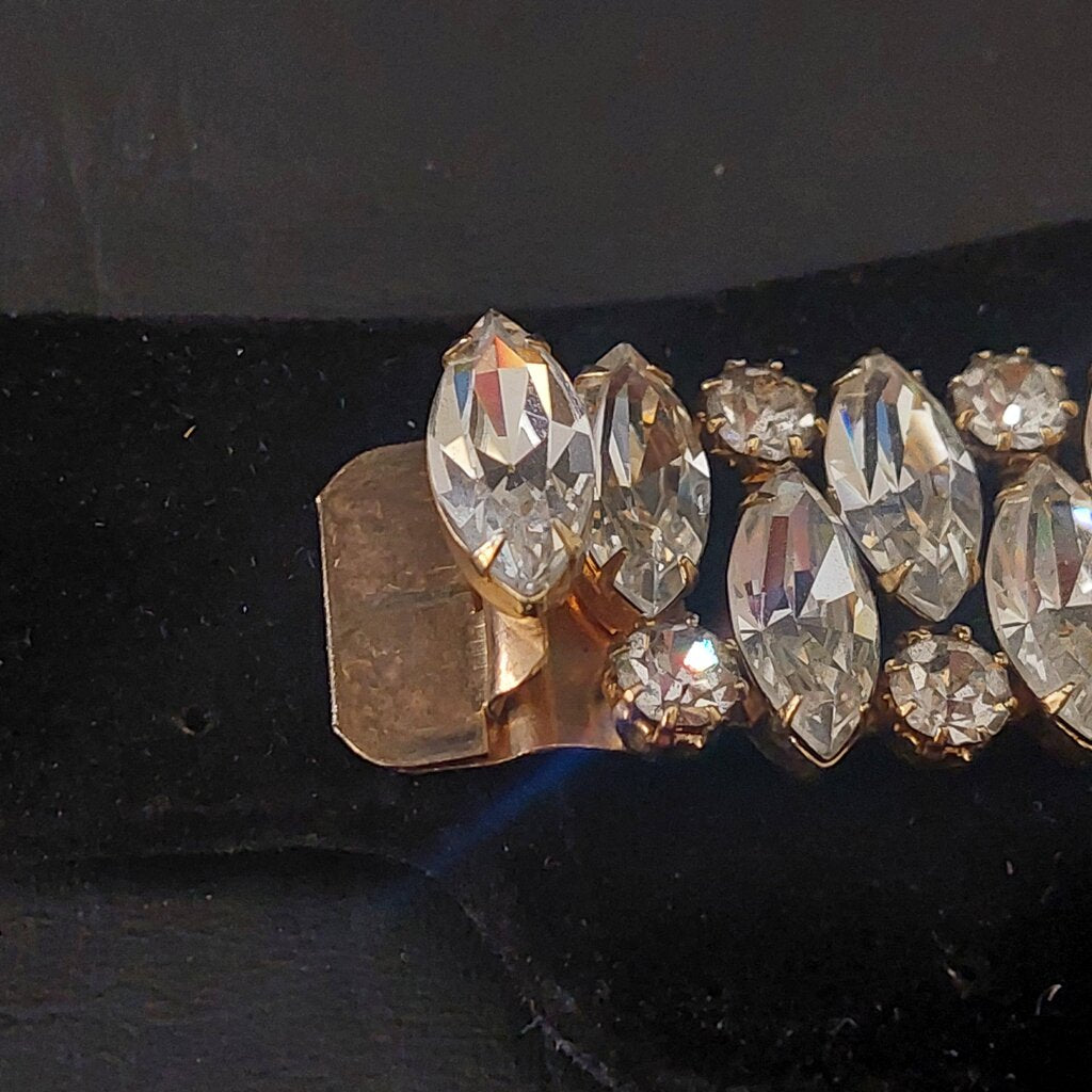 Kramer 1950s Rhinestone Marquise cut slide clasp bracelet.
