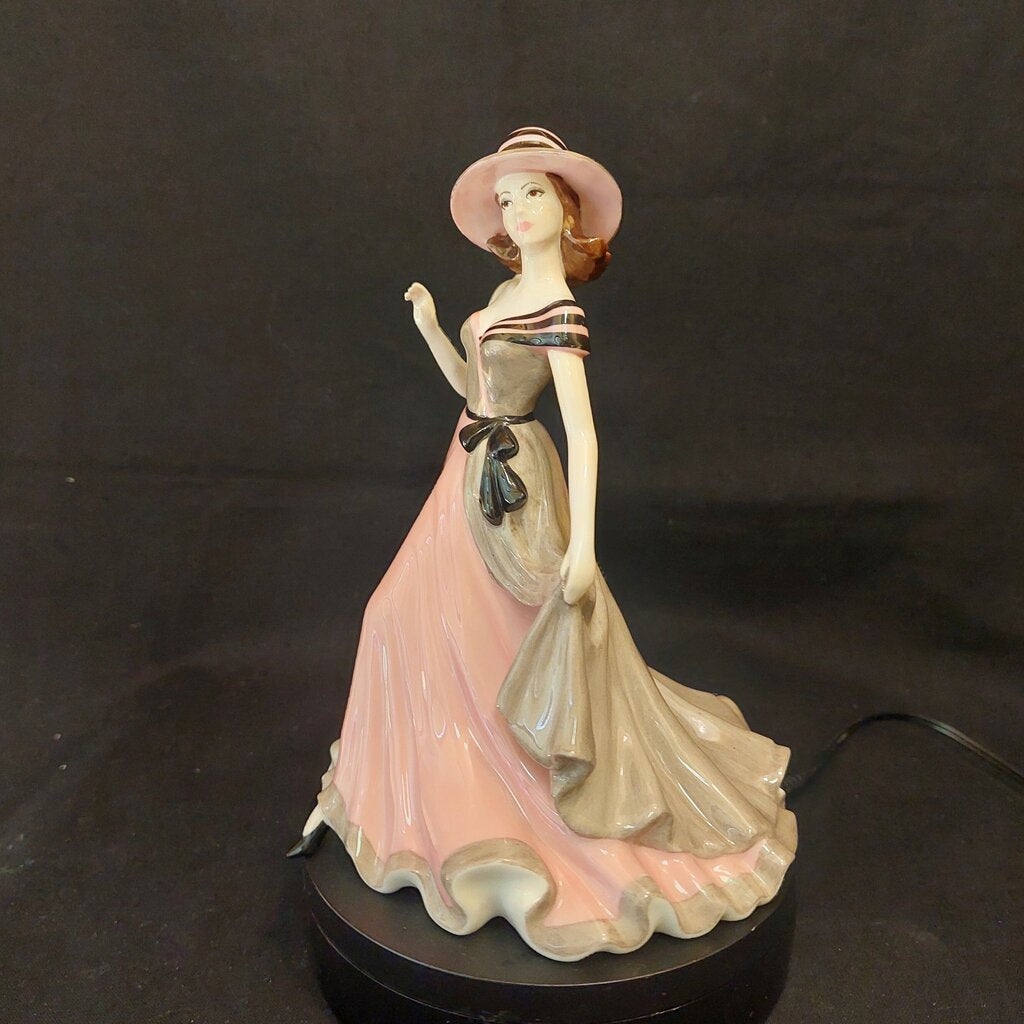 This is a Coalport Sentiments bone china figurine MY LOVE.
This Coalport figurine is 5 1/4 inches (13.25 cm) wide, 5 3/4 inches (14.5 cm) deep, and 7 inches (18cm) tall.
This figurine is a 2005 Sentiment Series of bone china ladies named MY LOVE.