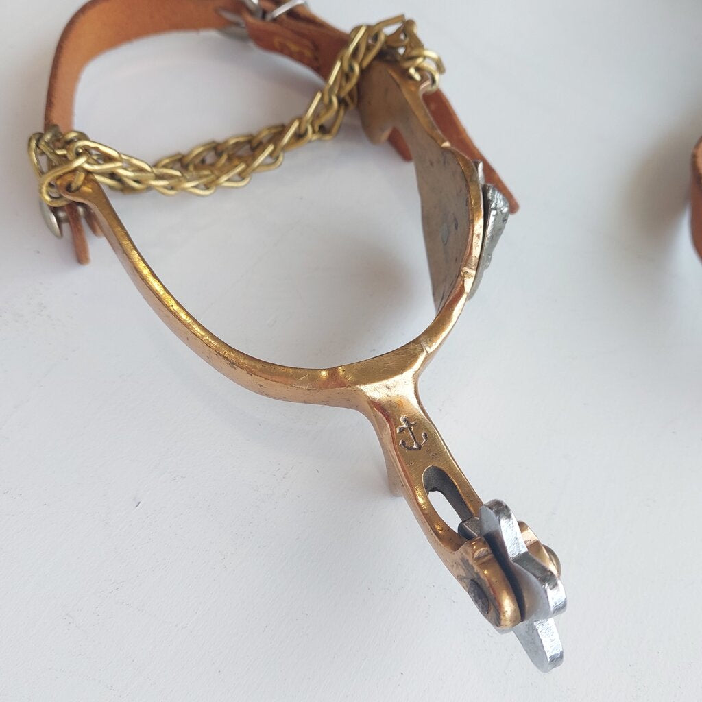 1950s Buermann Hercules Brass Leather Spurs Star North Judd Anchor