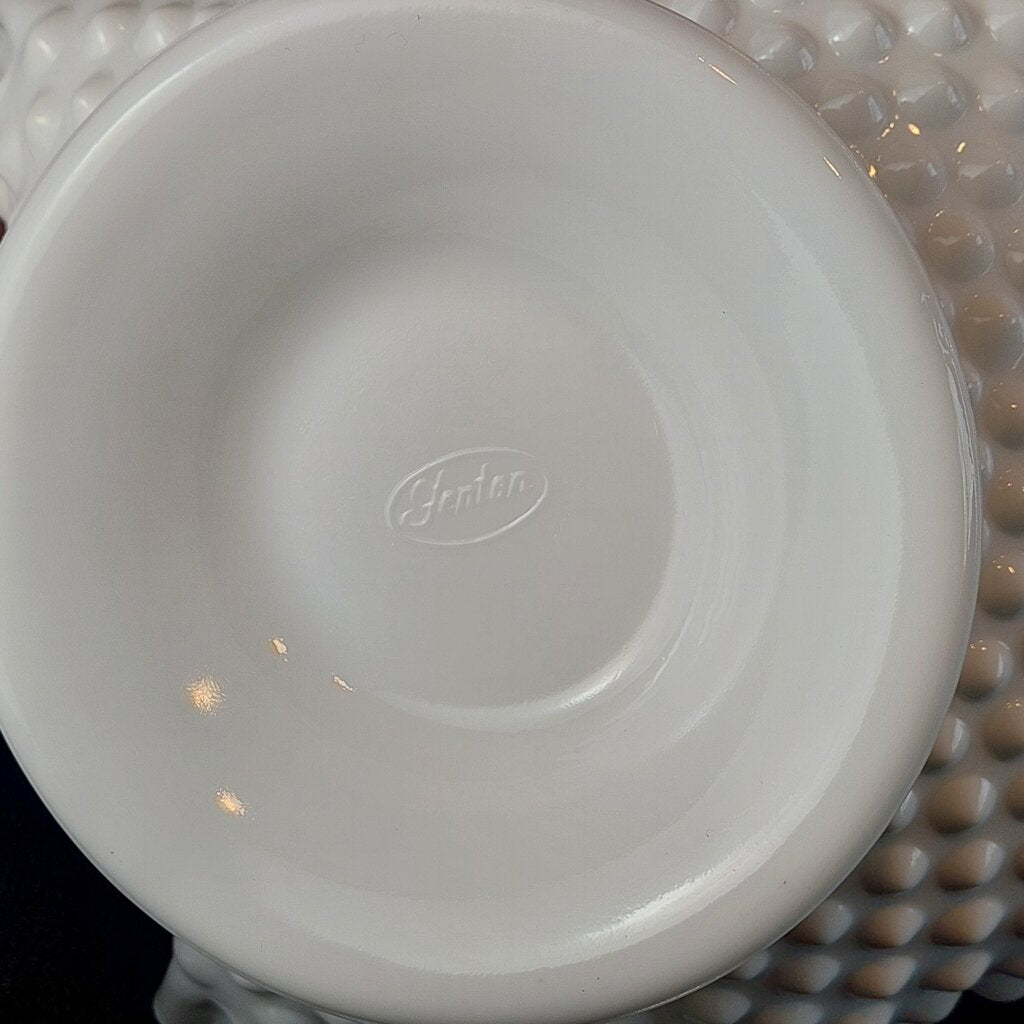 Fenton Milk Glass Hobnail 10 3/4 Inch Footed Ruffled Bowl 1970 - The URBANARY Home and Garden