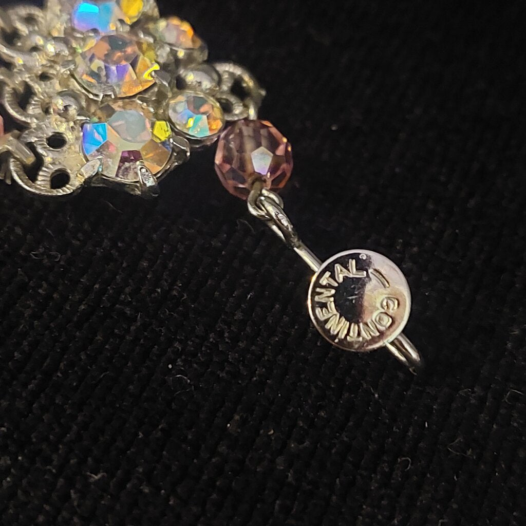 1950 Continental 3 Strand Pink Crystal Necklace & Clip On Earrings - The URBANARY Home and Garden