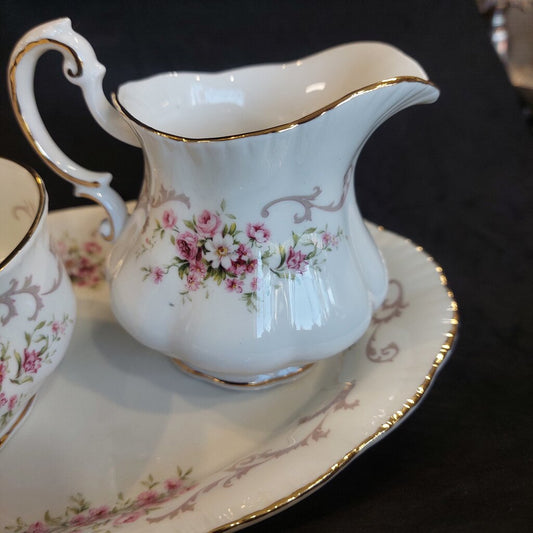 Paragon Rose Bouquet Creamer Sugar Bowl Underplate Set Royal Warrant England