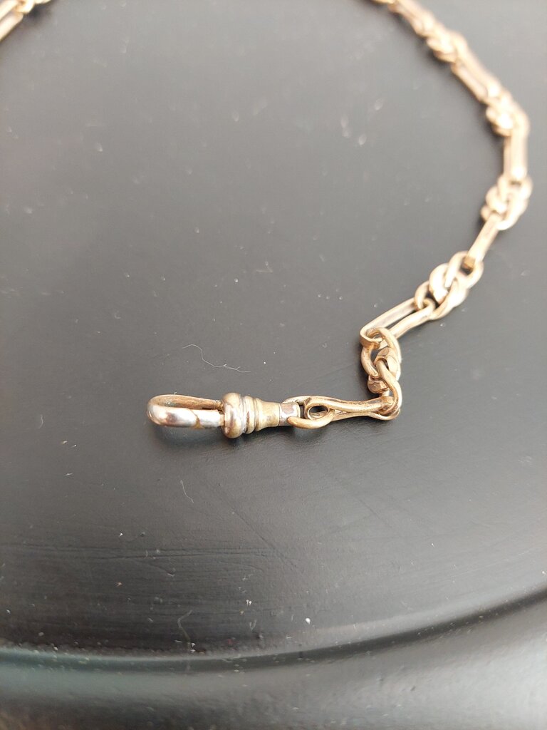 Antique GF 10kt Albert Watch Chain w. Dog Clip and Spring Ring