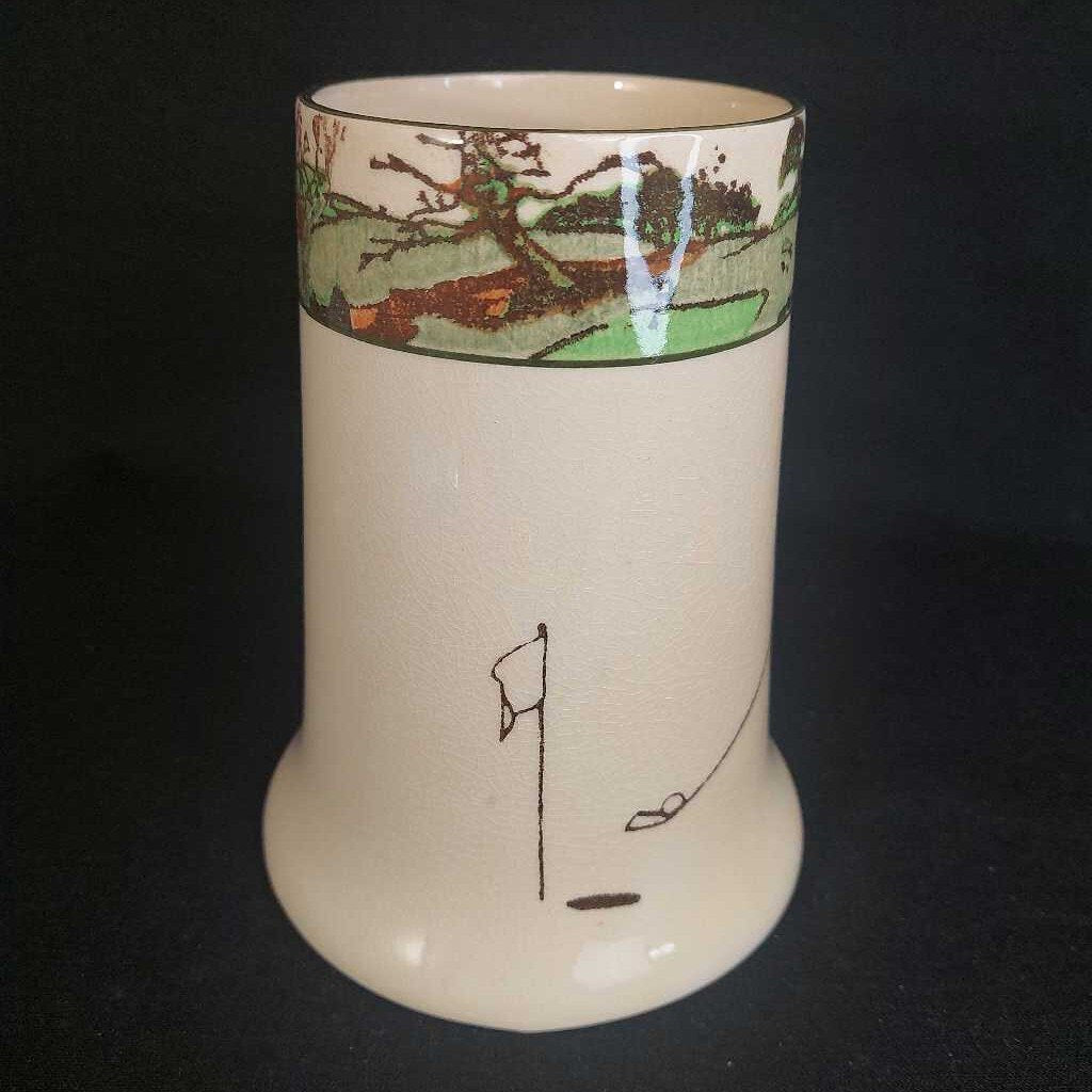RARE 1929 Golfing Series Tankard "Supplied by Montague Bridgman Victoria BC" crazed - The URBANARY Home and Garden