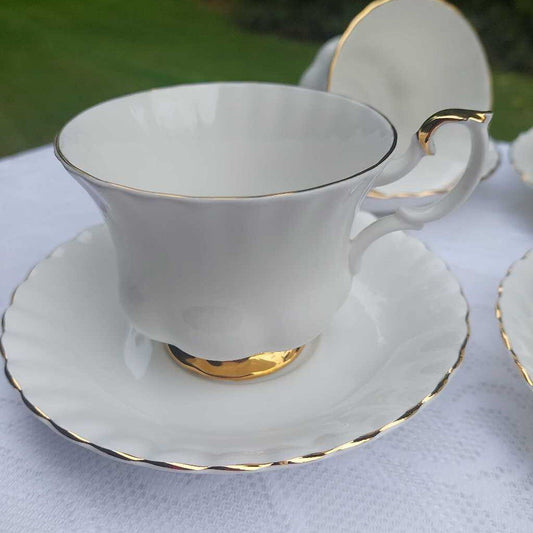 Four (4) VAL D'OR TEA CUPS and Saucers by Royal Albert England