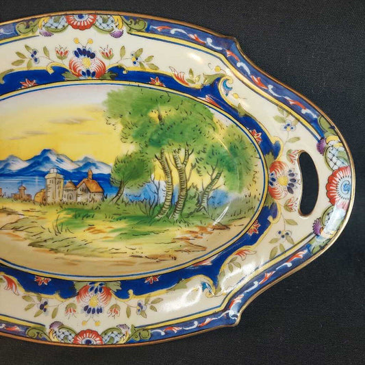 Rare 1920s Noritake Morimura Oval Hand Painted Bowl - The URBANARY Home and Garden