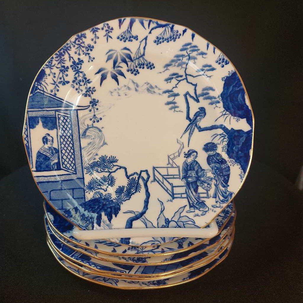 Single Royal Crown Derby Blue Mikado Bread and Butter Plate 6 Inch