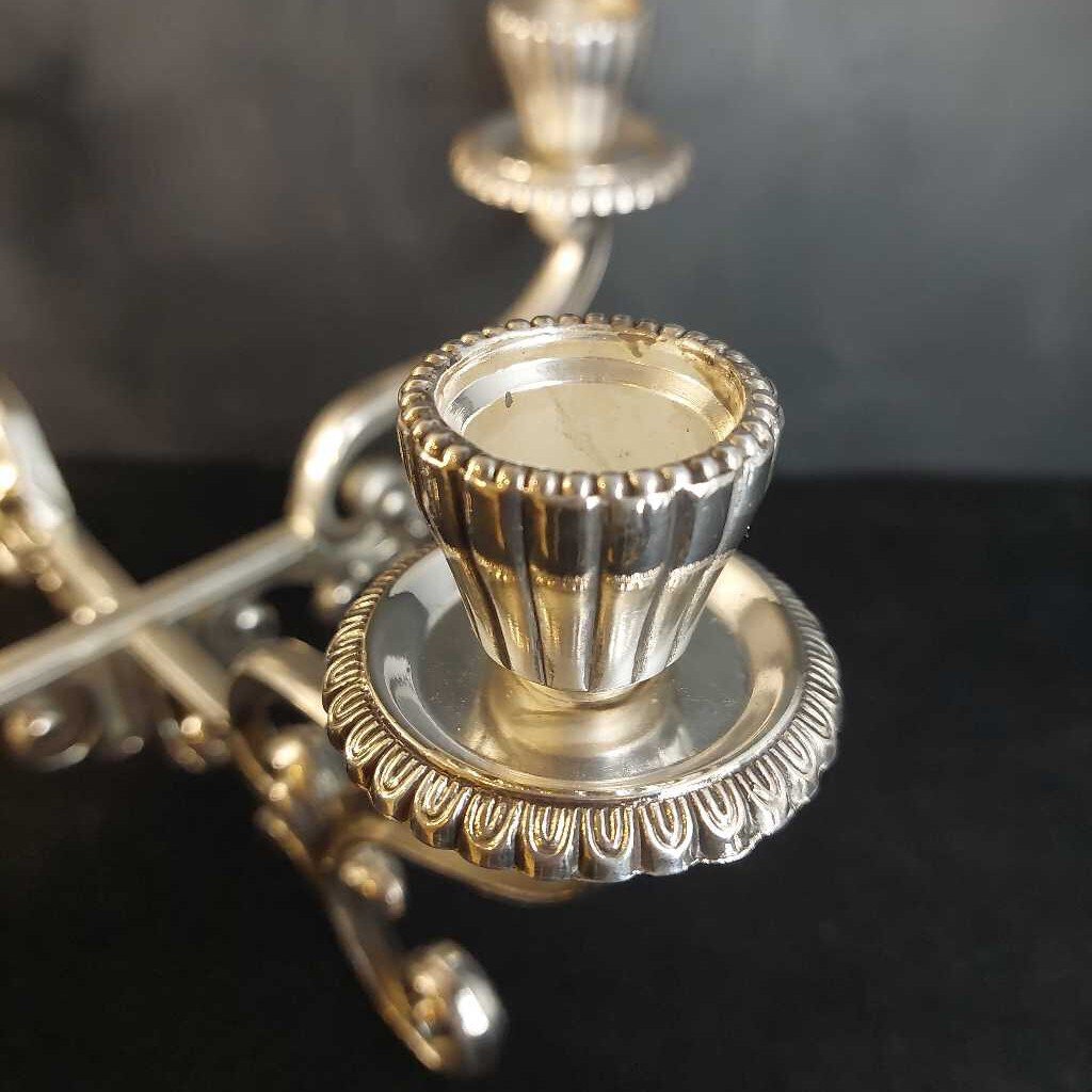 Silvertone 4 Taper Candelabra Candle Holder 2 Pc Assembled - The URBANARY Home and Garden