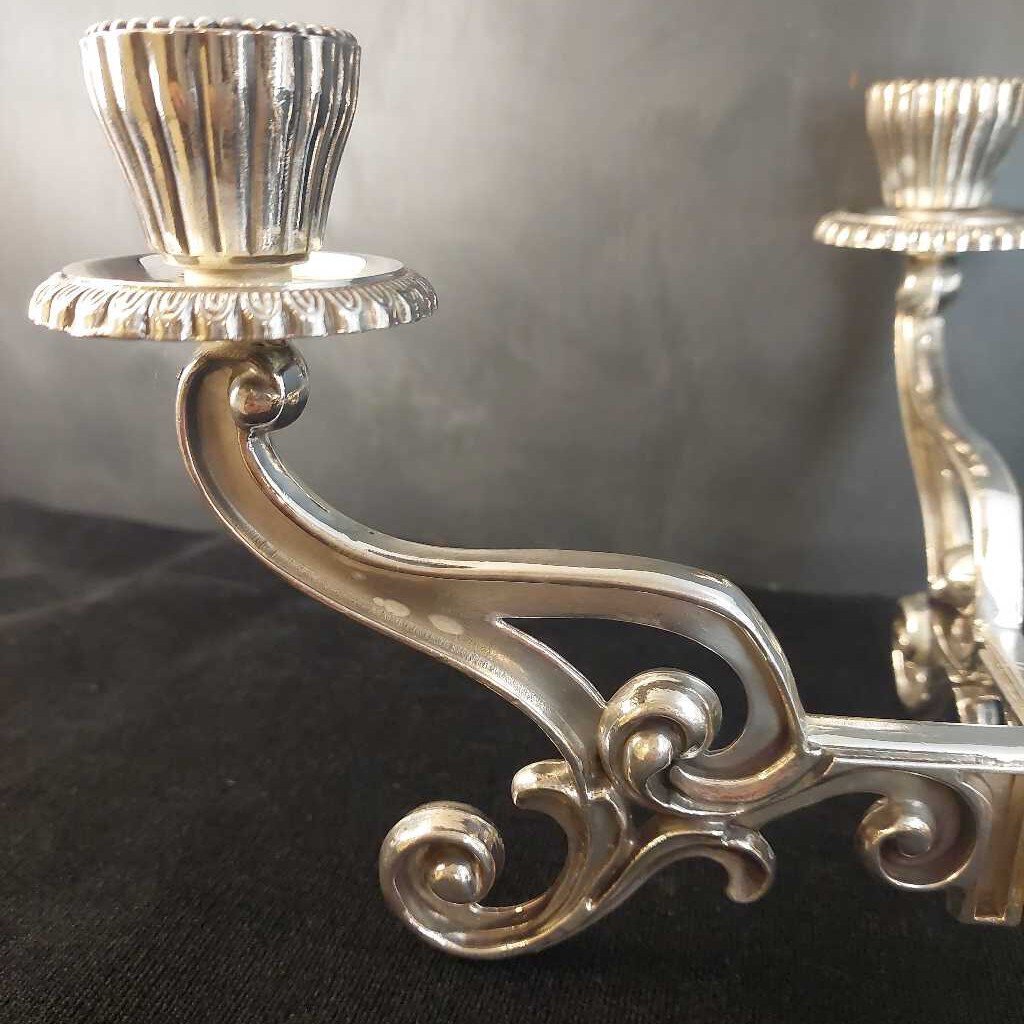 Silvertone 4 Taper Candelabra Candle Holder 2 Pc Assembled - The URBANARY Home and Garden