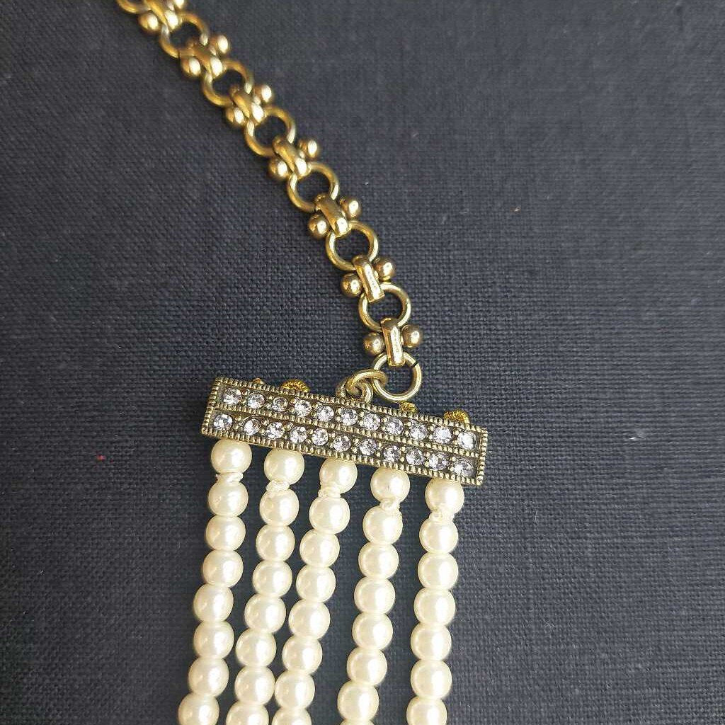 Stunning Heidi Daus 5 Strand Faux Pearl Necklace