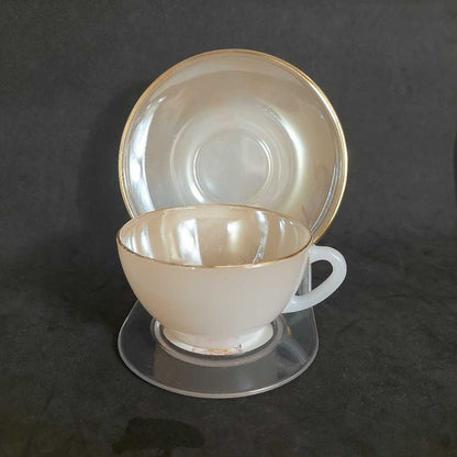 3 "Harlequin" Cup and Saucer by Arcopal France