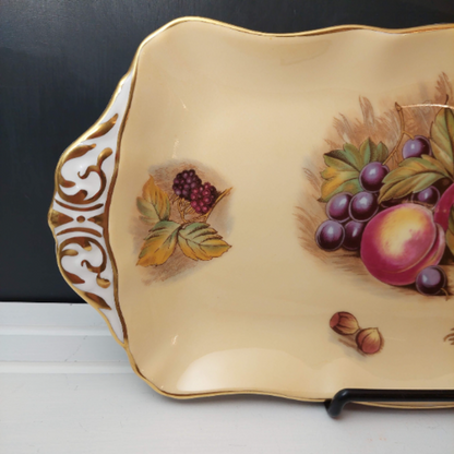 As New AYNSLEY Orchard Gold Fruit Sandwich Tray Signed D Jones