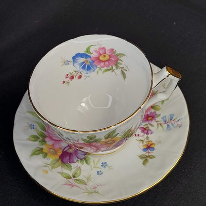 Vintage AYNSLEY "Crocus Shaped" and Embossed Tea Cup and Saucer