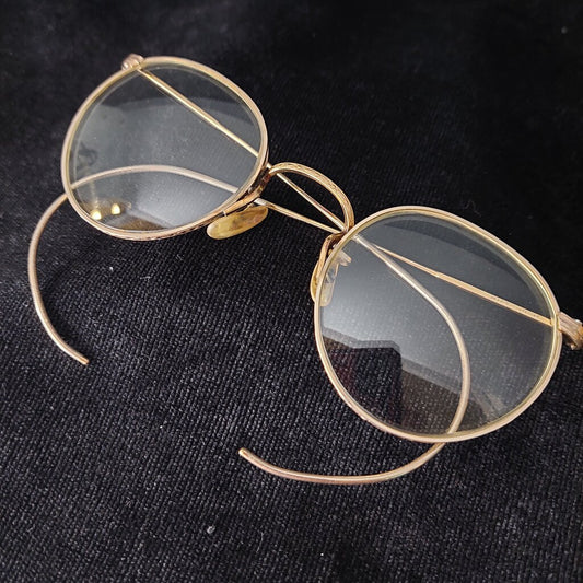1930s Art-craft Eyeglasses 12k Gold Filled Wire Rim Cable Temple