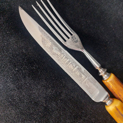 17 Pc Karl Kimmel Solingen Rostfrei Knife Fork Stag Antler Handle Set