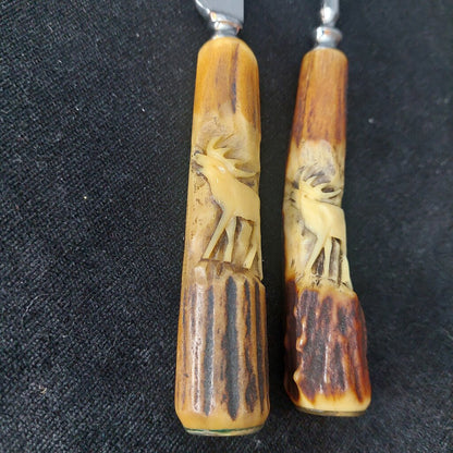 17 Pc Karl Kimmel Solingen Rostfrei Knife Fork Stag Antler Handle Set