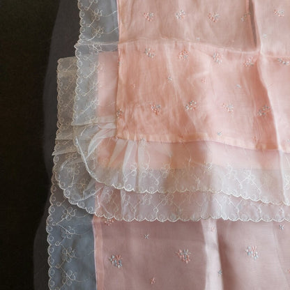 Vintage Pink Bassinet Crib Pram Coverlet and Sham Machine Embroidered - The URBANARY Home and Garden