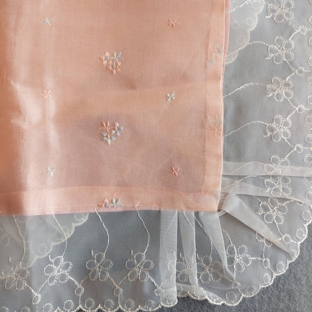 Vintage Pink Bassinet Crib Pram Coverlet and Sham Machine Embroidered - The URBANARY Home and Garden