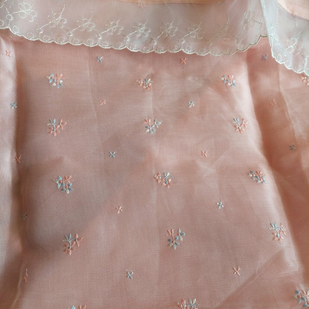 Vintage Pink Bassinet Crib Pram Coverlet and Sham Machine Embroidered - The URBANARY Home and Garden