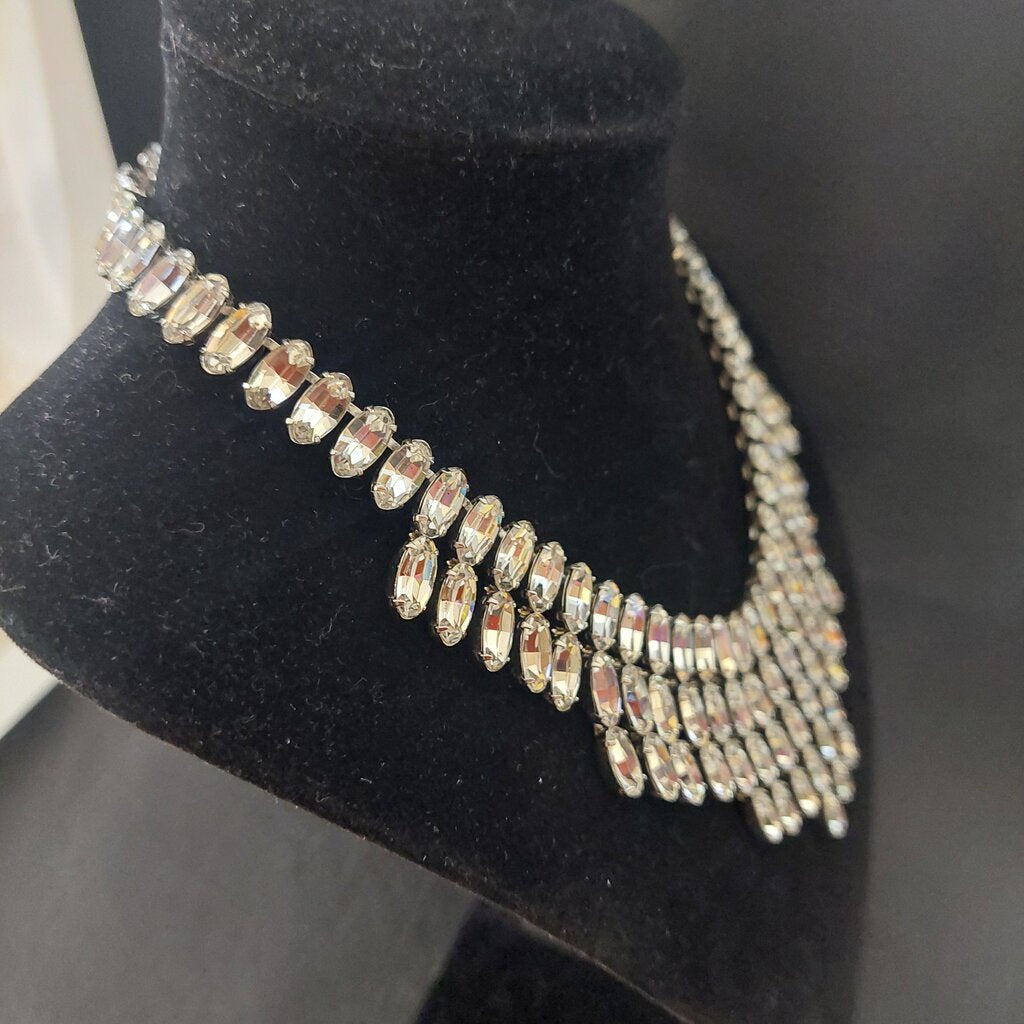 1950 Fenichel NYC Austrian Crystal Bib Necklace 12 to 15 inches long