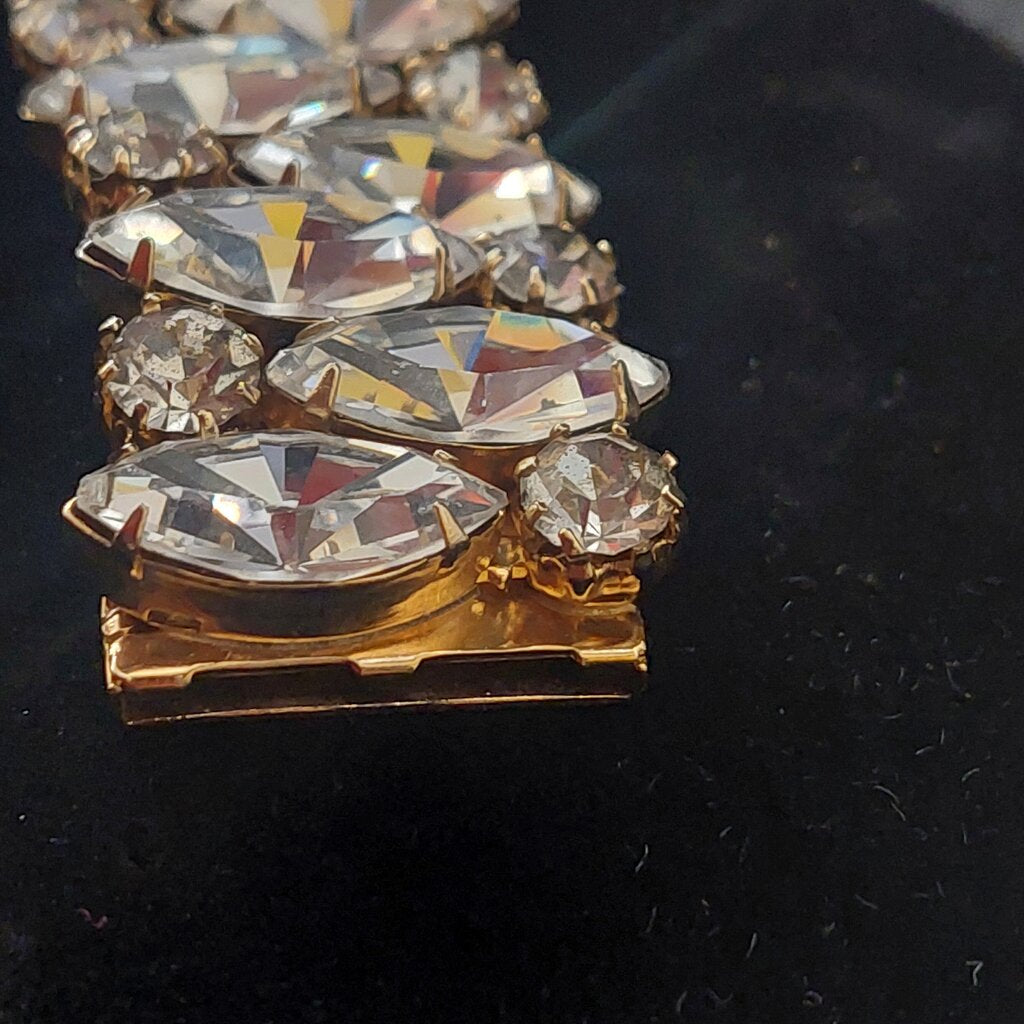 1950s Kramer Marquise and Round Rhinestone Bracelet