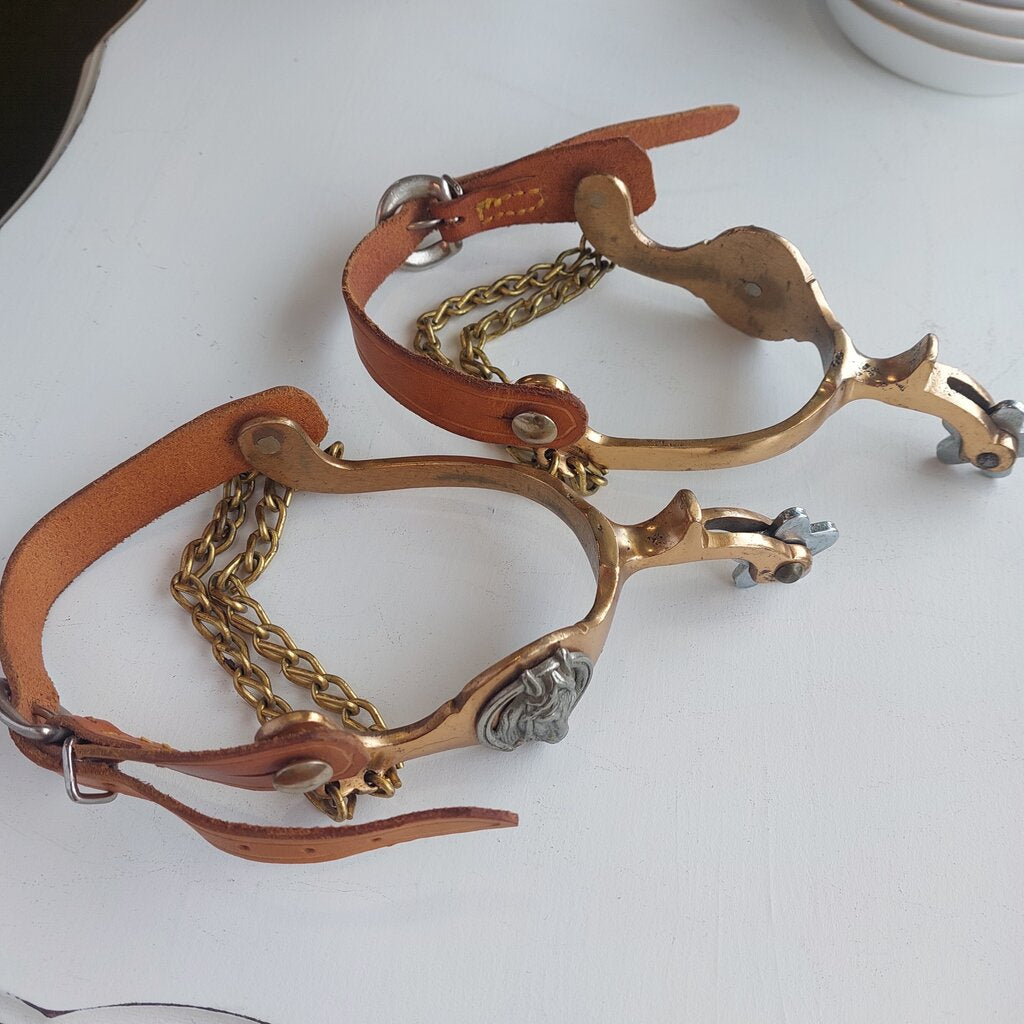 1950s Buermann Hercules Brass Leather Spurs Star North Judd Anchor - The URBANARY Home and Garden