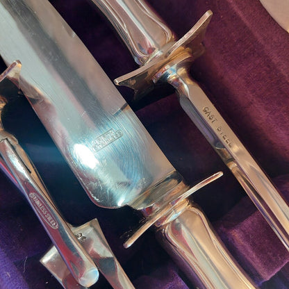 Dorothy Vernon Pattern Silver Plated Carving Trio Set in Original Box - The URBANARY Home and Garden