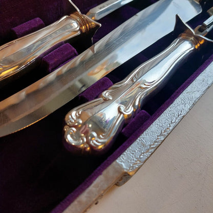 Dorothy Vernon Pattern Silver Plated Carving Trio Set in Original Box - The URBANARY Home and Garden
