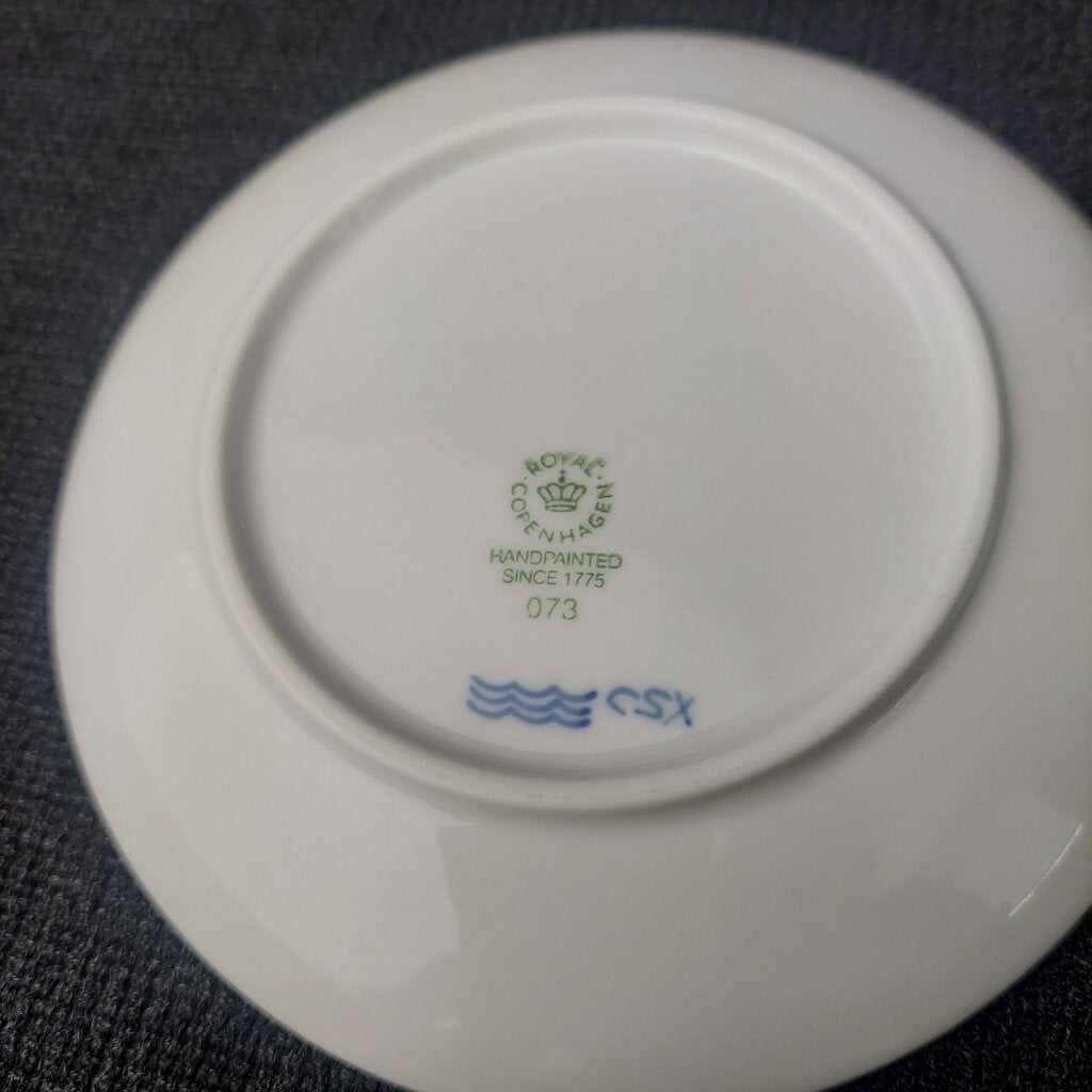 Royal Copenhagen Blue Palmette Cup and Plate Boxed Pre-owned Unused