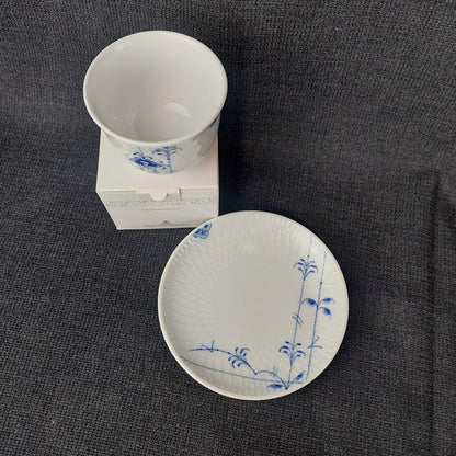 Royal Copenhagen Blue Palmette Cup and Plate Boxed Pre-owned Unused