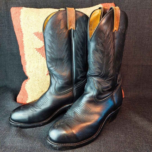 Boulet Black Western Work Book #8120 CSA Steel Toe Mens Size 6 1/2 Wide Womens Size 8 Wide - The URBANARY Home and Garden