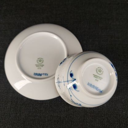 Royal Copenhagen Blue Palmette Cup and Plate Boxed Pre-owned Unused