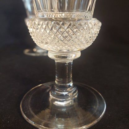 Two Antique Scottish Thistle Shaped Glasses w. Etched Thistle Pattern