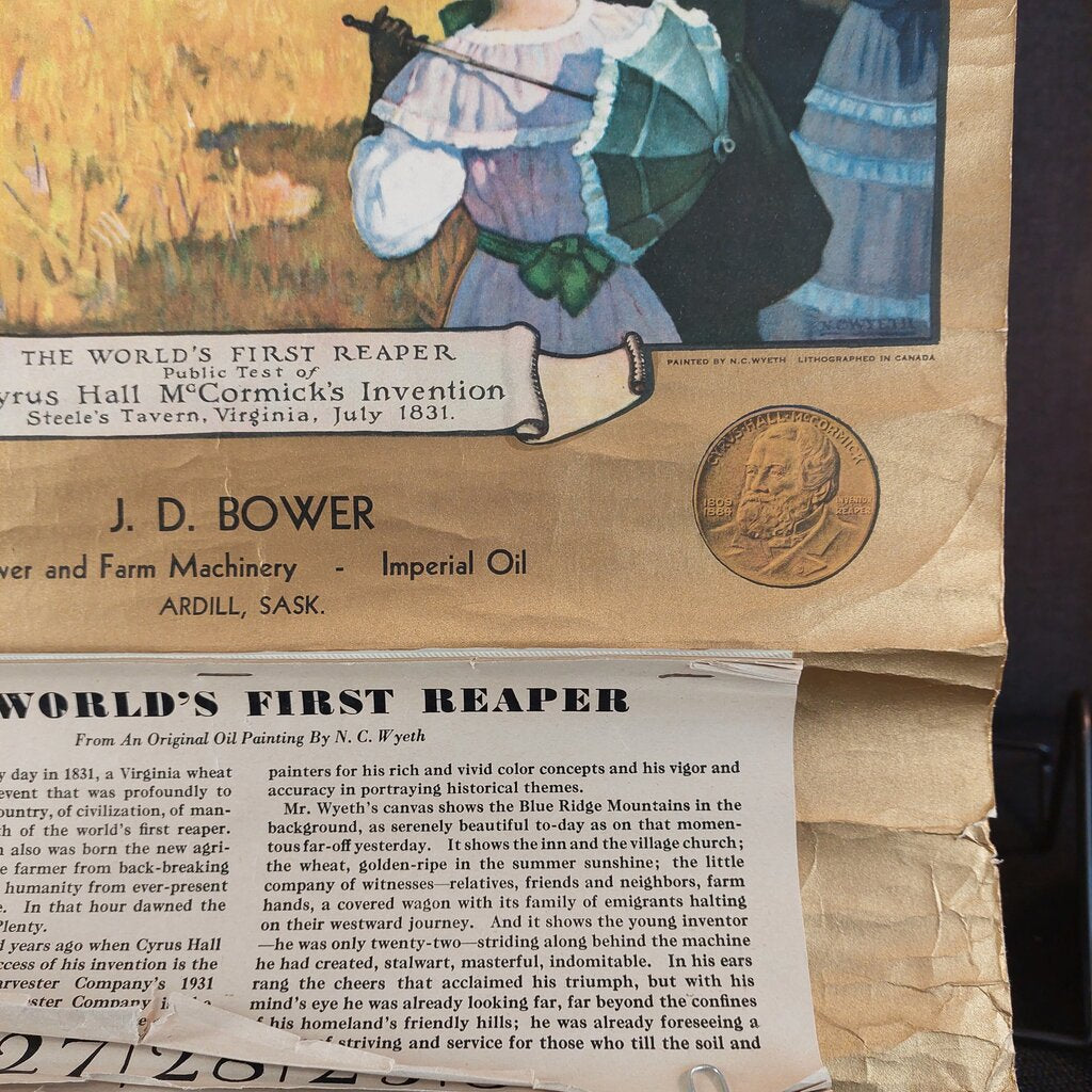 1931 McCormick Deering 1931 Ad Wall Calendar 'First Reaper' - The URBANARY Home and Garden