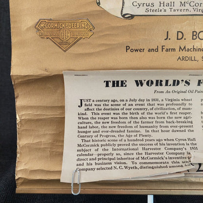 1931 McCormick Deering 1931 Ad Wall Calendar 'First Reaper' - The URBANARY Home and Garden